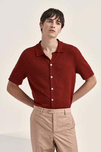 Knitted shirt in microbouclé cotton