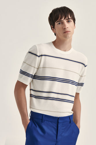 Striped shirt in compact cotton